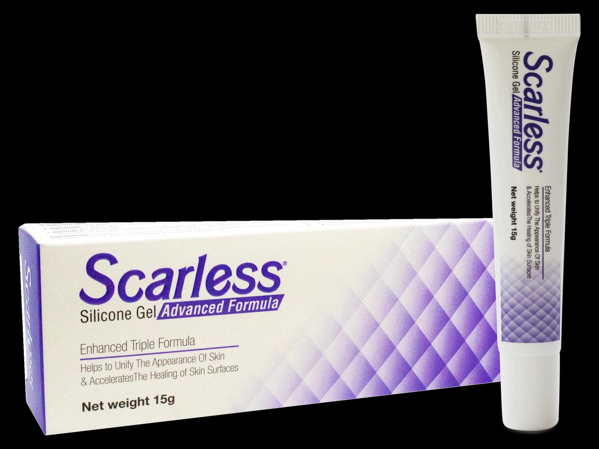Scarless Silicone Gel 15 g carton and tube